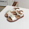 Sandálias Femininas de Couro Microfibra Estilo Coreano Sandálias de Princesa Fada para Meninas Mais Velhas Sapatos Planos Abertos na Ponta 6049
