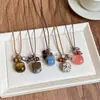 Collar de Cuerda Trenzada con Piedra Pequeña para Mujer, Cadena para Clavícula Estilo Chino Nuevo Retro, Accesorio Largo Colgante para el Cuello con Manchas