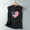 Camiseta do Dia da Independência Feminina Europeia e Americana Spot Bandeira Americana Colete Estampado Masculino e Feminino Mesmo Estilo Top Love T-shirt estampada