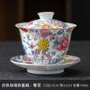 Tigela com tampa de esmalte cloisonné estilo palácio conjunto de chá kung fu de cerâmica tigela de chá três talentos retrô tigela de chá com aroma colhido à mão xícara
