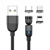 Cabo de dados de sucção magnética linha de carregamento com ímã forte cabeça magnética tipo Android typec para celular rotação livre de 540 graus linha magnética