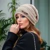Gorro de Punto con Forro de Felpa para Otoño e Invierno, Elegante y a la Moda, Gorro Postparto para Cabeza Grande, Gorro Holgado
