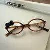 Gafas Ovaladas Estampado de Leopardo Marco de Lazo Deseo Puro Lindo Vintage Gafas Sin Graduación Subcultura Aspecto Natural Sin Maquillaje Sesión de Fotos Decorativa