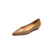 Zapatos de tacón de cuña puntiagudos de cuatro colores en stock para ir al trabajo, de estilo tejido combinable, de cuero genuino, de tacón bajo, de boca poco profunda, para trabajar, para mujer