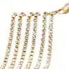 Fornecimento Transfronteiriço de Corrente de Quatro Garras de 3mm com Strass Coloridos Galvanizados em Ouro e Prata para Materiais de Fantasias de Palco DIY e Acessórios de Cabelo