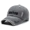 Gorra de Béisbol Lavada Desgastada Rasgada Retro Cruzada Hombres Mujeres Moda Europea Americana Exterior Bordado de Letras 3D Gorra con Visera