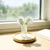 Arreglo floral de hortensias de vidrio de Zibo transfronterizo, ramo de flores artificiales, jarrón, arreglo floral, regalo de decoración de escritorio