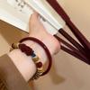 Novo conjunto de pulseiras de contas Zhu Hong em casca de coco estilo chinês para mulheres, design de nicho ins, temperamento retrô, pulseira versátil.