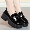 Mocasines sin cordones Nuevos 2023 Zapatos de mujer de suela gruesa con tacón grueso de una sola capa Zapatos de cuero estilo británico de otoño Zapatos de plataforma para mujer