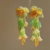 Pendientes Redondos de Flor Colorida Tejidos a Mano Pendientes Frescos de Dopamina Estilo Vacacional Pendientes de Nicho de Gama Alta
