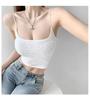 Chaleco de Lentejuelas con Diamantes de Imitación Estilo Francés Tirantes Hermosa Espalda Sexy Hottie Corto Sin Mangas Puro Deseo Look Adelgazante Top