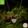 Collar Original Yinziyun de Moissanita de un Quilate en Forma de Corazón Cadena Sencilla Clásica de Plata de Ley S925 para Clavícula Regalo de San Valentín