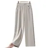 Pantalones rectos ajustados para madres, pantalones largos adelgazantes, nuevo modelo 2026, pantalones para mujeres de mediana edad y mayores de 50 años, pantalones de pierna ancha de cachemira sintética para mujer