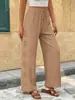 Amazon 2026 Novas Calças Casuais Transfronteiriças Estilo Simples Cordão Vazado Cor Sólida Soltas de Pernas Largas para Mulheres