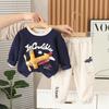 Ropa Nueva para Niños de Principios de Primavera 2025 Niños Estilo Coreano Suéter Guapo Sudadera de Avión Estéreo para Niños Conjunto de Dos Piezas