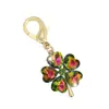 Llavero de Trébol de Cinco Hojas Colorido de Cristal con Pedrería Exquisita, Lindo y Hermoso, Estilo Coreano, Flor de Trébol de la Suerte, Regalo Exquisito