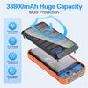 Batería Externa Solar de Carga Inalámbrica con Cable Integrado 33800Mah Linterna Carga de Smartphone Fuente de Alimentación para Exteriores
