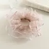 Elástico elegante para el pelo tipo scrunchie de organza estilo coreano con encaje, tamaño grande, súper tipo hada para moño, banda elástica para el pelo, accesorio para el pelo