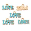 Acessórios para Joias de Liga DIY Letras Inglesas Amor Placa de Gotejamento de Óleo Pulseira Chaveiro Pingente de Colar W503