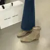 Botines de tobillo estilo francés de punta cuadrada, colección otoño/invierno, tacón bajo, ajuste ceñido, color marrón claro, tacón grueso, botines versátiles