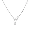 Nuevo diseño de otoño e invierno, collar con colgante de perla y cierre de S para mujer, estilo de lujo ligero, cadena de hueso de serpiente de alta gama de nicho