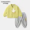 Roupa Infantil Panda Kaka Roupas de Início de Primavera para Bebês Roupa de Outono para Meninos Jaqueta Casual para Meninas Conjunto de Duas Peças Tendência