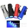 Lanterna de Luz Roxa 9 LEDs UV Ultravioleta Portátil Lâmpada Detectora de Dinheiro 395 Fluorescente Portátil Liga de Alumínio Lâmpada de Luz Roxa