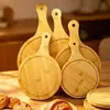 Bandeja de madera de bambú estilo japonés para pizza, bandeja para hornear en el hogar, bandeja para carne, bandeja para pan y pasteles, tabla de cortar colgante