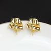 Pendientes de plata S925 con forma de perla, dorados de 14 quilates, con aguja, para mujer, con diseño de temperamento vacío.