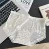 Panty de seda de hielo color blanco lechoso de tiro medio estilo francés, fresco al tacto, amigable con la piel, semitransparente, sexy, cómodo, ligero, de cobertura total para mujer, estilo triángulo
