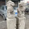 Escultura em Pedra Poste para Amarrar Cavalo, Leão em Pedra Azul Estilo Antigo, Pilar para Amarrar Cavalo, Ornamento Decorativo para Pátio Interno Hotel, Pedra para Amarrar Cavalo