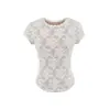 Estilo Resort Pura y Deseable Vibras Traje de Encaje de Manga Corta Falda Verano Ajustado Blanco Falda Conjunto de Dos Piezas