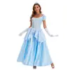 Vestido Azul Palacio Europeo y Americano Halloween Elsa Sissi Princesa Cuento de Hadas Vestido de Princesa Disfraz Cosplay