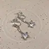 Pendientes de Borla con Estrella de Diamante Brillante Plateado de Alta Gama, Diseño de Nicho Dulce y Versátil, Pendientes Perforados de Lujo Accesible