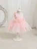 Vestido de Menina Vestido de Princesa Doce Um Ombro Camadas Flor Longo Infantil Banquete de Piano Casamento Dama de Honra