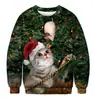 Navidad 2024 al por mayor talla grande para hombre y mujer cuello redondo suelto jersey suéter de impresión digital para mujer top europeo y americano