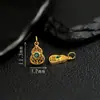 Colgante pequeño de corindón con incrustaciones de oro de 24 quilates y baño de plata de ley S925, diseño artesanal, collar con cordón, método antiguo, gota pequeña