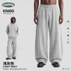 Pantalones CKX para Hombre de 360g, algodón 100% rizo de peso pesado, pierna curva con descuento, estampado azul, lavados, cintura elástica, pants casuales para hombre
