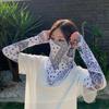 Agora Impresso Feminino Solto Pronto para Usar Monocromático Verão Proteção Solar Mangas Decorativas Máscara de Proteção Solar Traje de Proteção Solar para Exterior