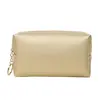 Bolsa de Maquillaje PU de Color Sólido Bolsa de Tocador Grande de Viaje Bolsa Cuadrada Portátil para Almacenamiento de Cosméticos