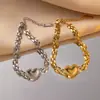 Nuevo Pulsera de Acero de Titanio con Forma de Corazón de Lele Jewelry para Mujer, Cadena Gruesa, Lujo Ligero, Nicho, Versátil, Popular en Europa y América, Estilo Dulce para Mujer