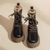 Botas de nieve de felpa para mujer 2026 estilo nuevo de invierno, forradas de forro polar y engrosadas, botines de suela gruesa para mujer, zapatos de algodón, botines Martin para mujer
