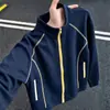 Atacado de Fábrica Suéter Cardigan de Primavera e Outono Novo Masculino e Feminino Patchwork Americano Casual Tendência Marca Jaqueta Roupa Exterior para Casal Tendência