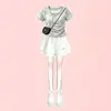 Moda Feminina Verão 2026 Novo Estilo Patchwork Único Manga Curta Shorts Casuais Conjunto Casual Chic e Moderno de Duas Peças