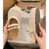 Zuecos de suela gruesa estilo Birkenstock para mujer, Nuevo modelo Verano 2026, Sandalias de playa transpirables tejidas sin cordones