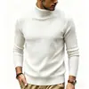 Otoño Invierno Nuevo Suéter de Cuello Alto para Hombre Ropa Interior de Punto Juvenil Rayado Ajustado Casual de Punto para Hombre