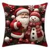 Decoración Suave para Dormitorio Reno Árbol de Navidad Estampado de Hielo y Nieve Funda de Almohada Navidad Sofá Decoración de Dormitorio Funda de Cojín Felpa Corta