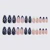 Puntas de Uñas Portátiles Europeas y Americanas 24 Piezas Francesas Puntos Estrella Pedrería Forma Almendra Uñas Portátiles Estilo ins Puntas de Uñas para Manicura