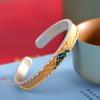Produto Prata de Alta Qualidade: Pulseira Aberta de Prata Pura 999,9 Sutra do Coração Paisagem de Mil Milhas, Nova Pulseira Versátil de Esmalte Pintado a Ouro Estilo Chinês