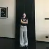 La Versión Correcta de Pantalones Casuales Grises con Cremallera Estilo Coreano Inspirados en Jennie, Tipo Falda, Falso Dos Piezas, Pierna Recta, Pantalones Largos
